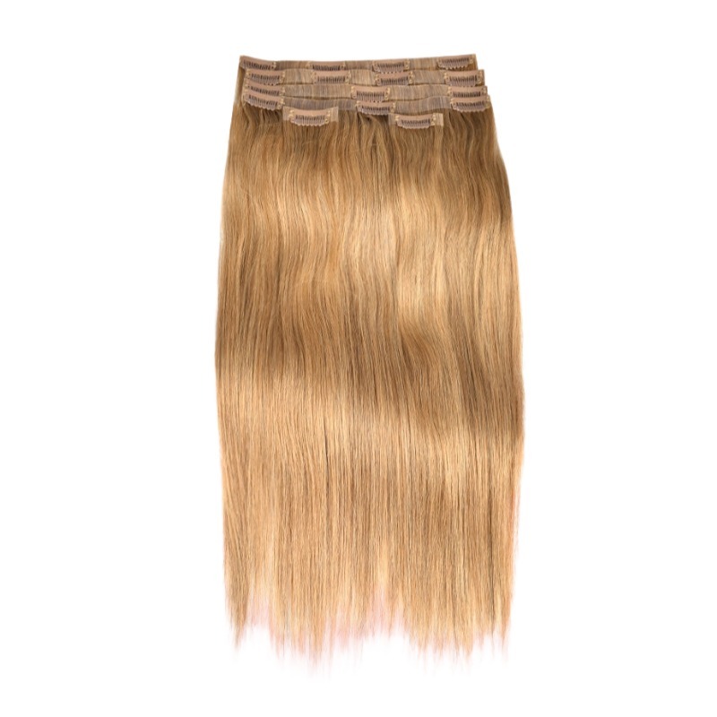 PU Clip In Hair Extensions - #12 Straight Human Hair