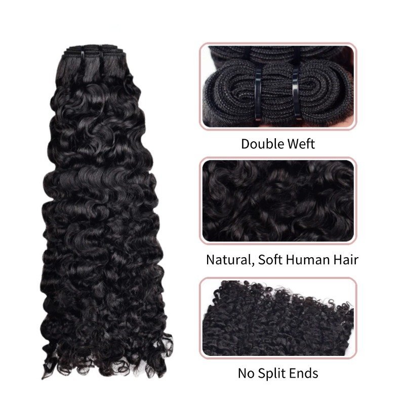 Sew In Hair Extensions - #1B Burmese Curly Human Hair