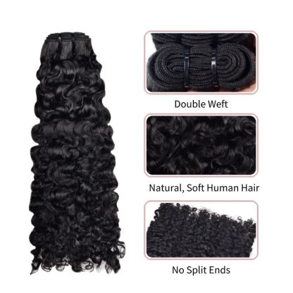 Sew In Hair Extensions - #1B Burmese Curly Human Hair