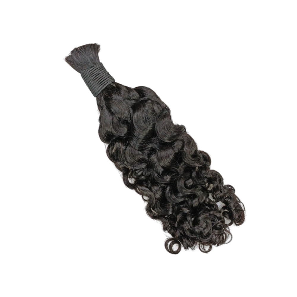 Bulk Human Hair - #1B Burmese Curly Braiding Hair