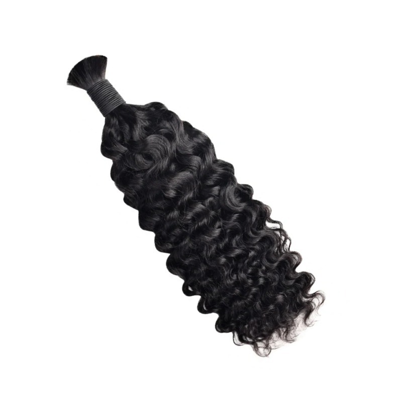 Burmese Curly Bulk Human Hair - #1B Hair Extensions