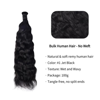 Wet and Wavy Bulk Human Hair - #1 Hair Extensions