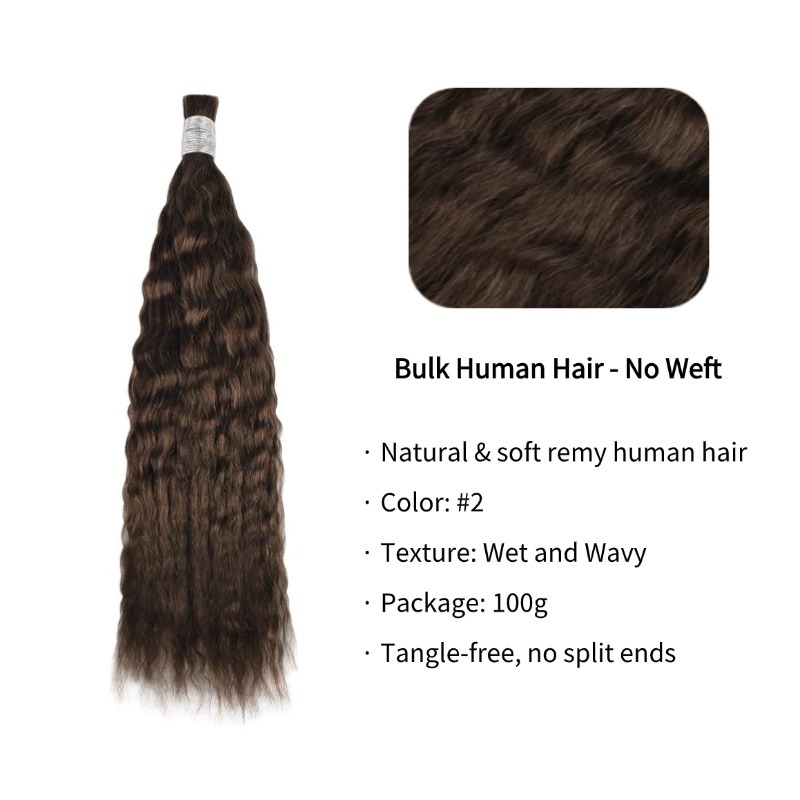 Wet and Wavy Bulk Human Hair - #2 Hair Extensions