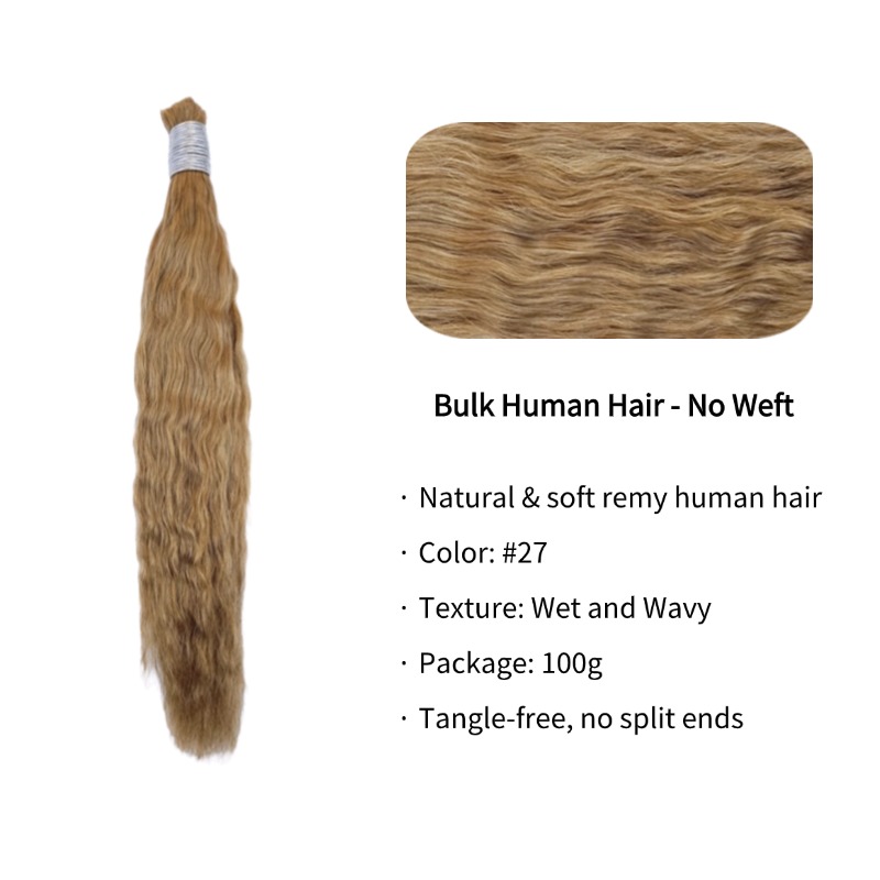 Wet and Wavy Bulk Human Hair - #27 Hair Extensions