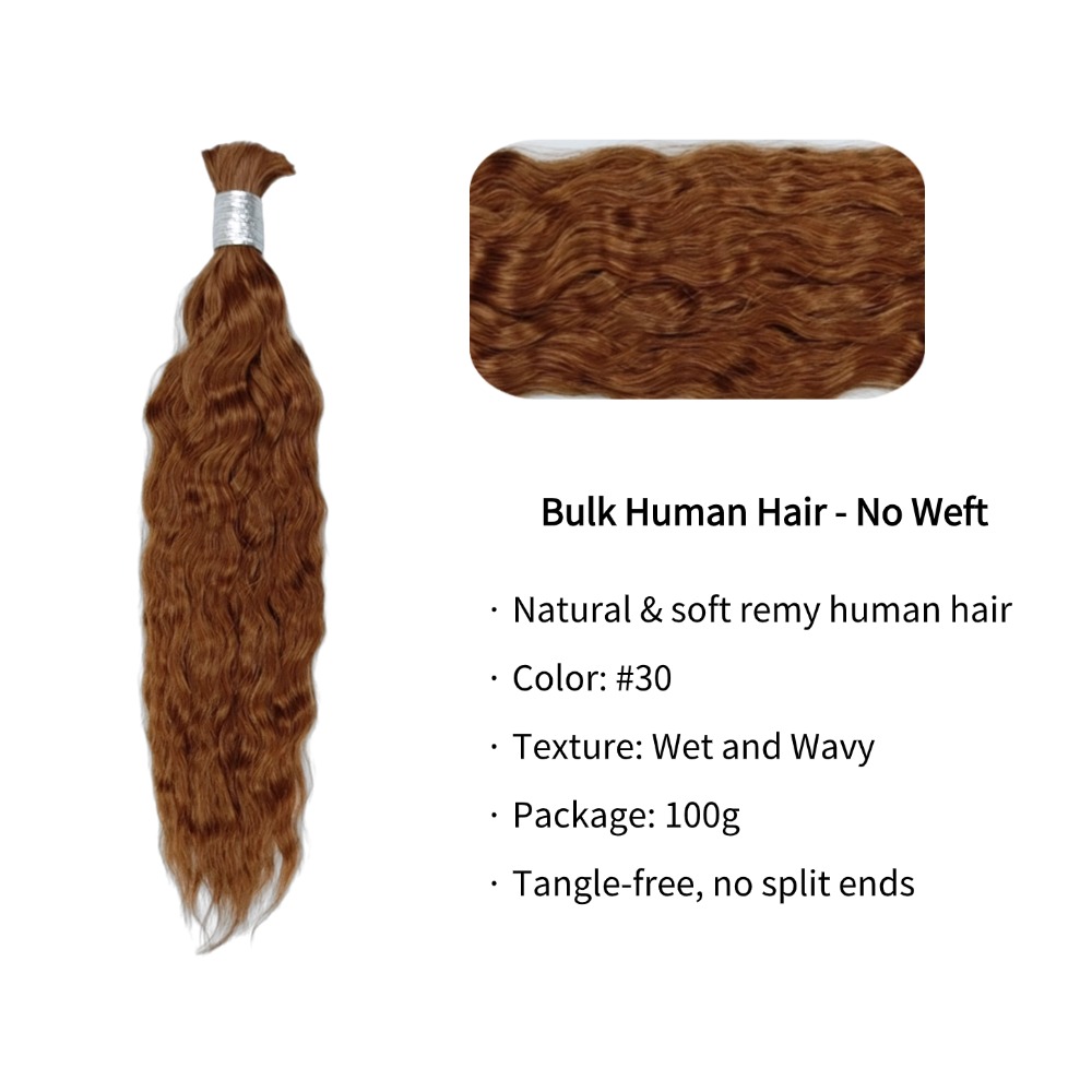 Bulk Human Hair - #30 Wet and Wavy Braiding Hair