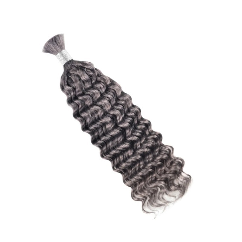 Deep Wave Bulk Human Hair - #Gray Hair Extensions