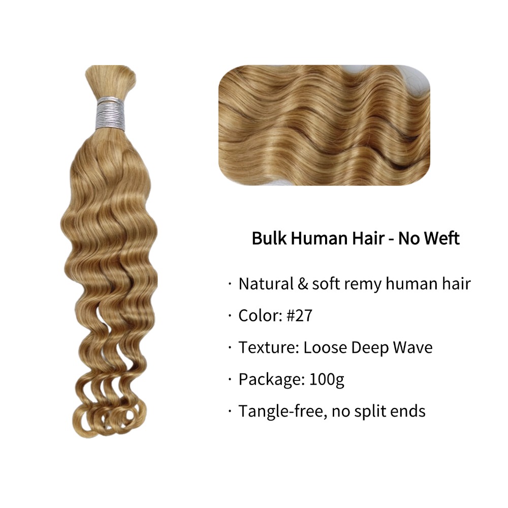 Bulk Human Hair - #27 Loose Deep Wave Braiding Hair