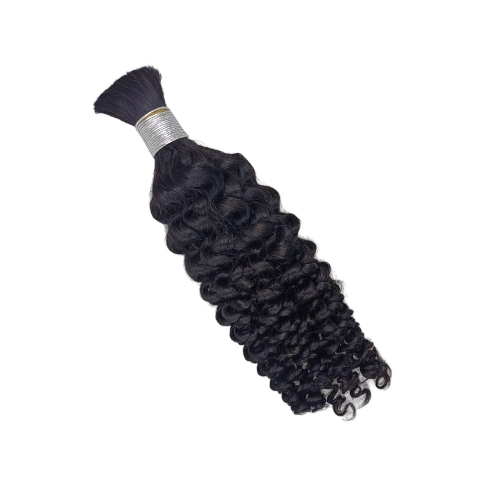 Bulk Human Hair - #1 Jet Black Deep Curly Braiding Hair