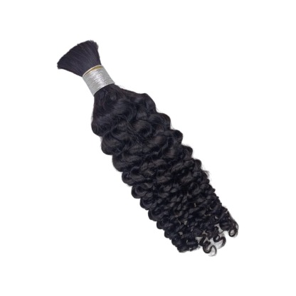 Bulk Human Hair - #1 Jet Black Deep Curly Braiding Hair