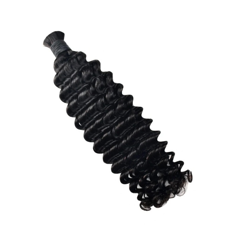 Deep Curly Bulk Human Hair - #1 Jet Black Hair Extensions