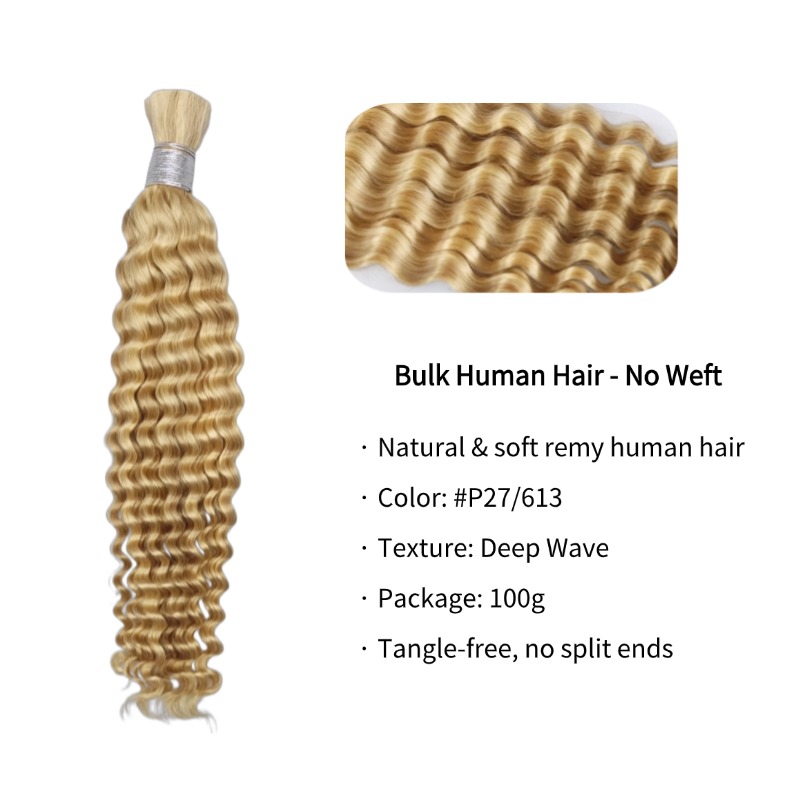 Bulk Human Hair - #27/613 Deep Wave Braiding Hair