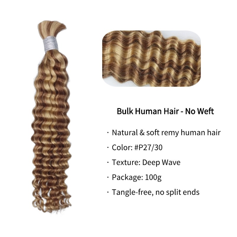 Bulk Human Hair - #27/30 Deep Wave Braiding Hair