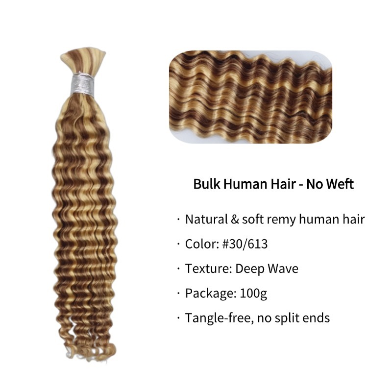 Bulk Human Hair - #30/613 Deep Wave Braiding Hair
