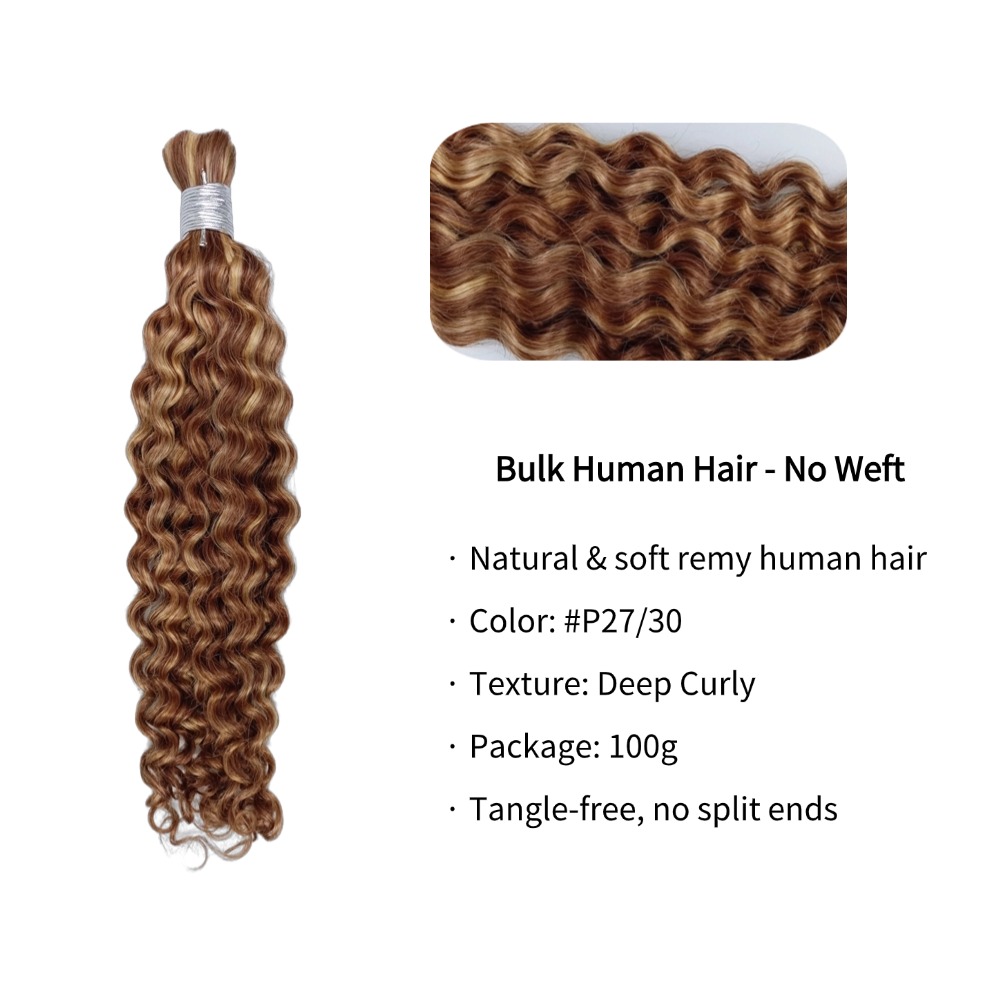 Bulk Human Hair - #27/30 Deep Curly Braiding Hair