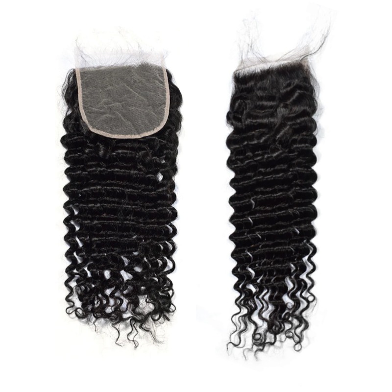Lace Closure - #1B Deep Wave Human Hair(4x4 5x5 6x6)