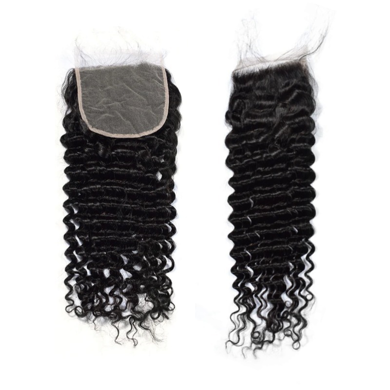 Lace Closure - #1B Deep Wave Human Hair(4x4 5x5 6x6)