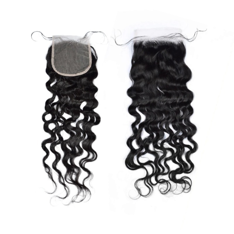 Lace Closure - #1B Water Wave Human Hair(4x4 5x5 6x6)