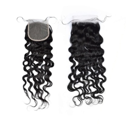 Lace Closure - #1B Water Wave Human Hair(4x4 5x5 6x6)