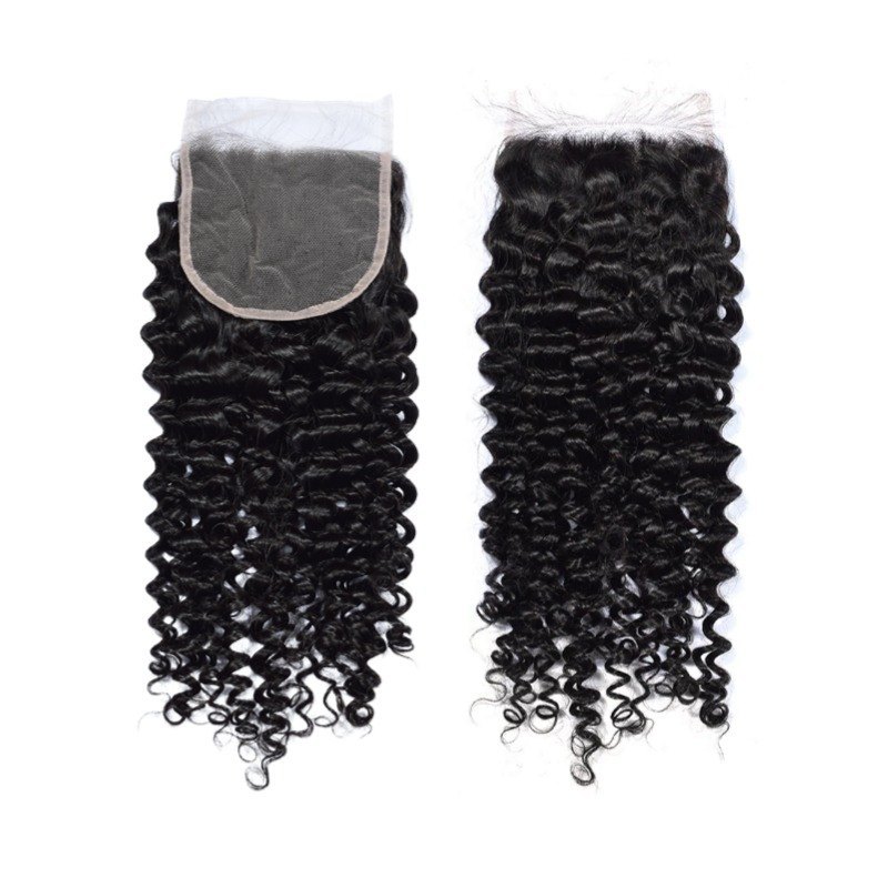 Lace Closure - #1B Deep Curly Human Hair(4x4 5x5 6x6)