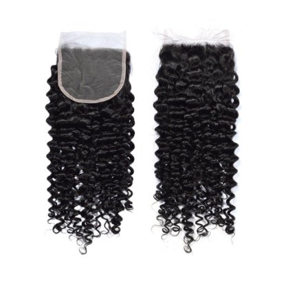 Lace Closure - #1B Deep Curly Human Hair(4x4 5x5 6x6)