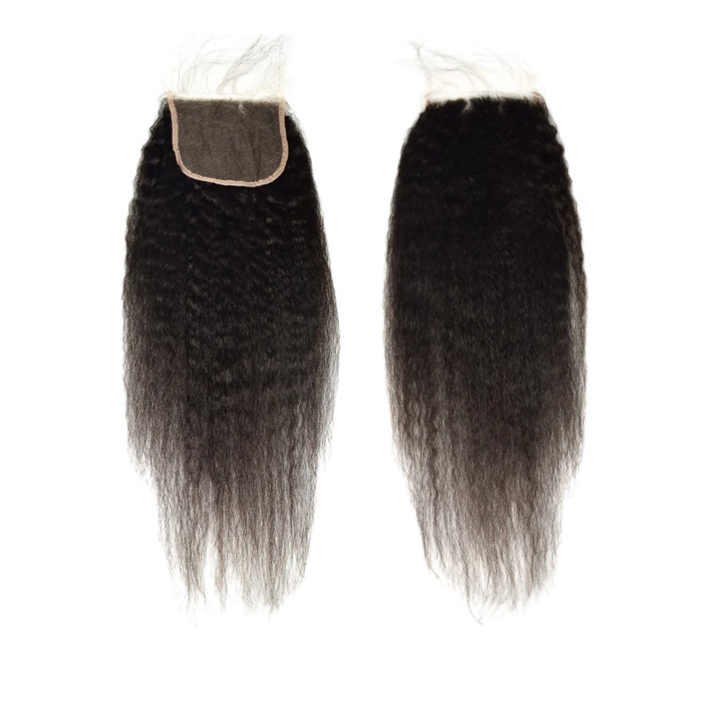 Lace Closure - #1B Kinky Straight Human Hair(4x4 5x5 6x6)