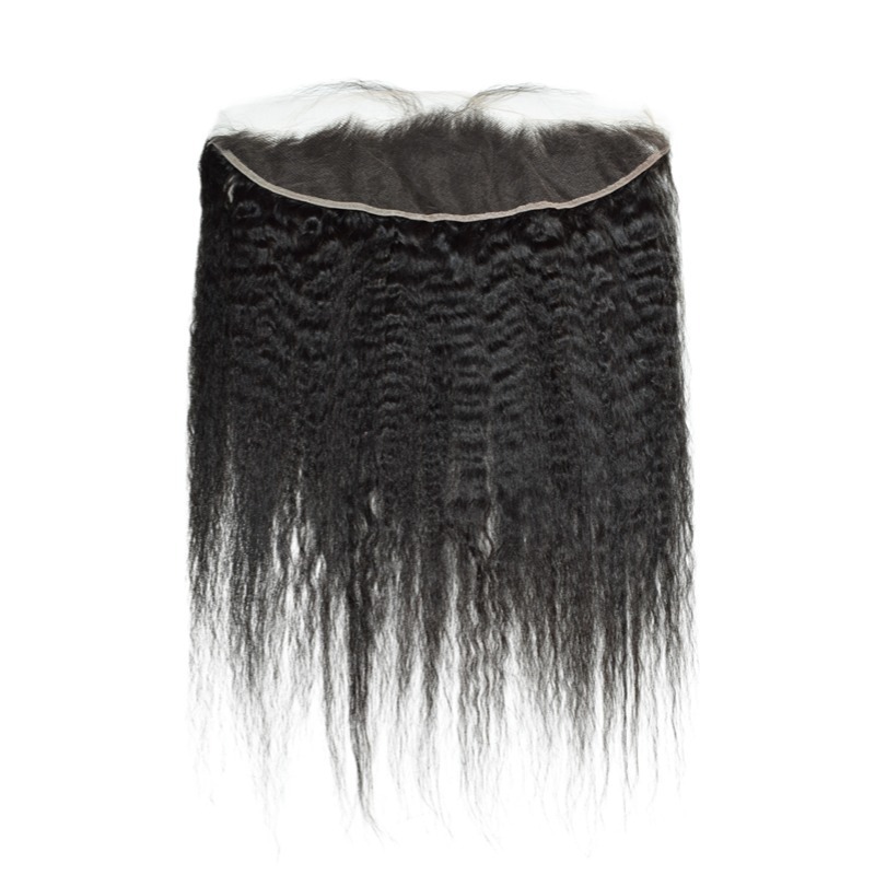 Lace Frontal - #1B Kinky Straight Human Hair(13x4 13x6)