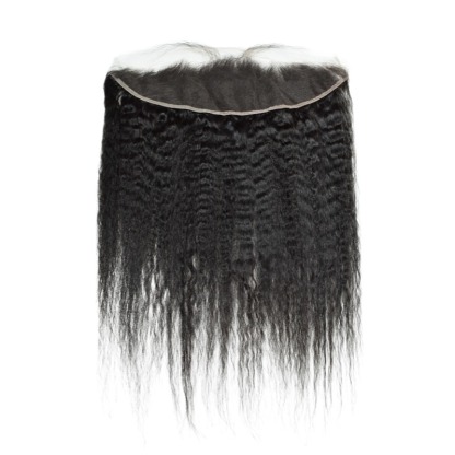Lace Frontal - #1B Kinky Straight Human Hair(13x4 13x6)