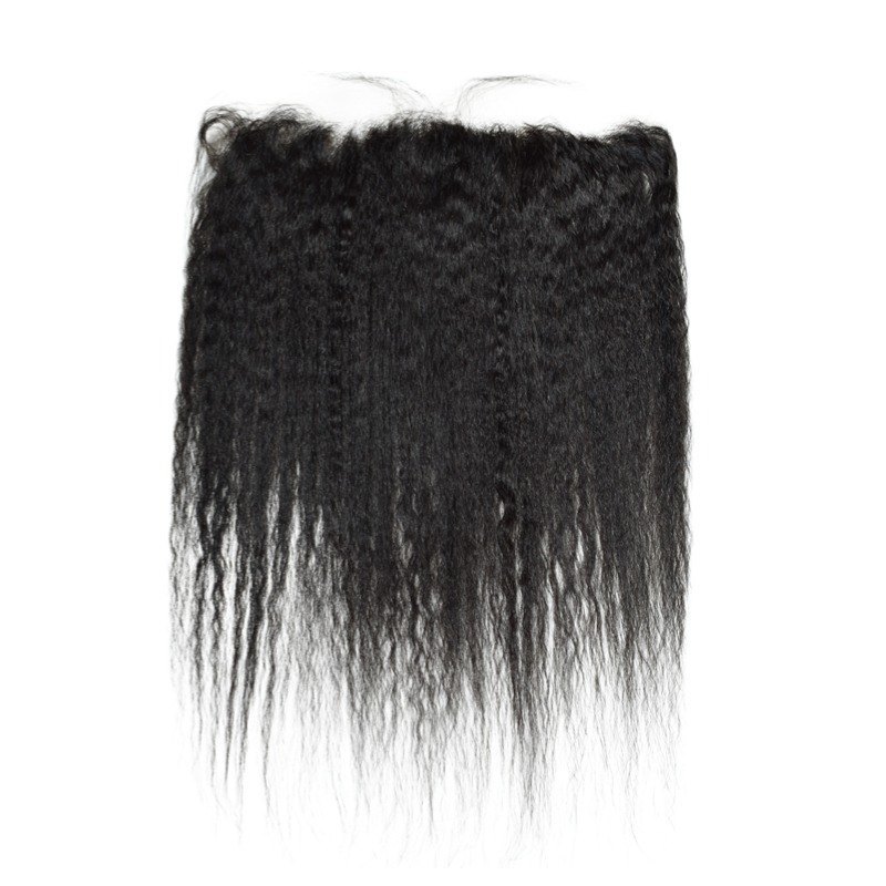 Lace Frontal - #1B Kinky Straight Human Hair(13x4 13x6)