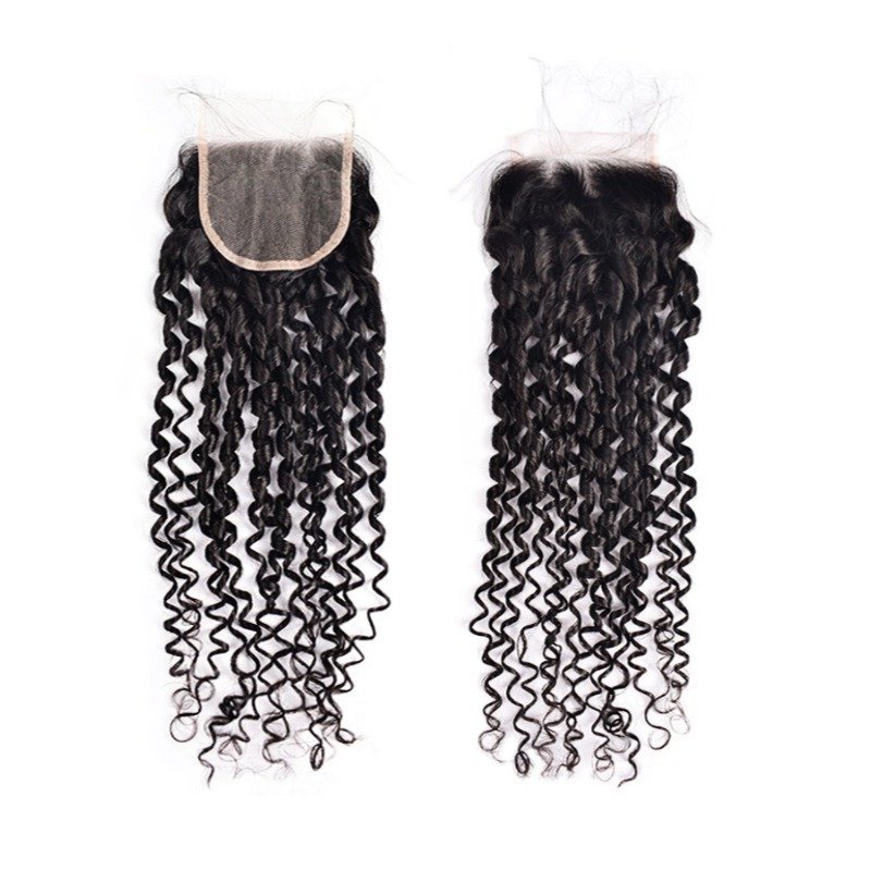 Lace Closure - #1B Bouncy Curly Human Hair(4x4 5x5 6x6)