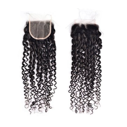 Lace Closure - #1B Bouncy Curly Human Hair(4x4 5x5 6x6)