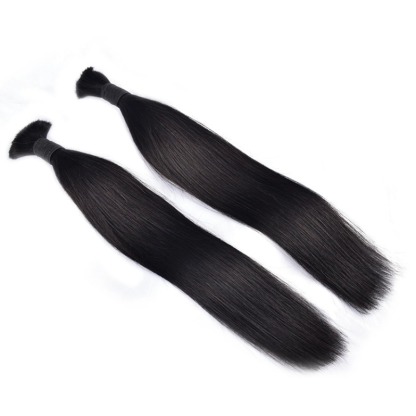 Straight Bulk Human Hair - #1B Black Hair Extensions