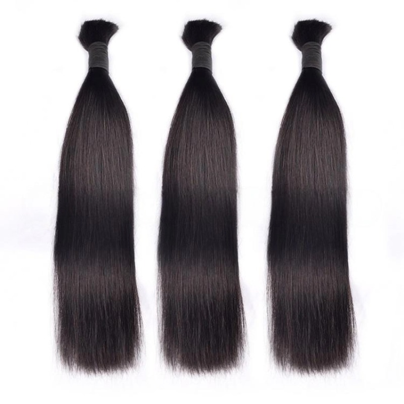 Straight Bulk Human Hair - #1B Black Hair Extensions