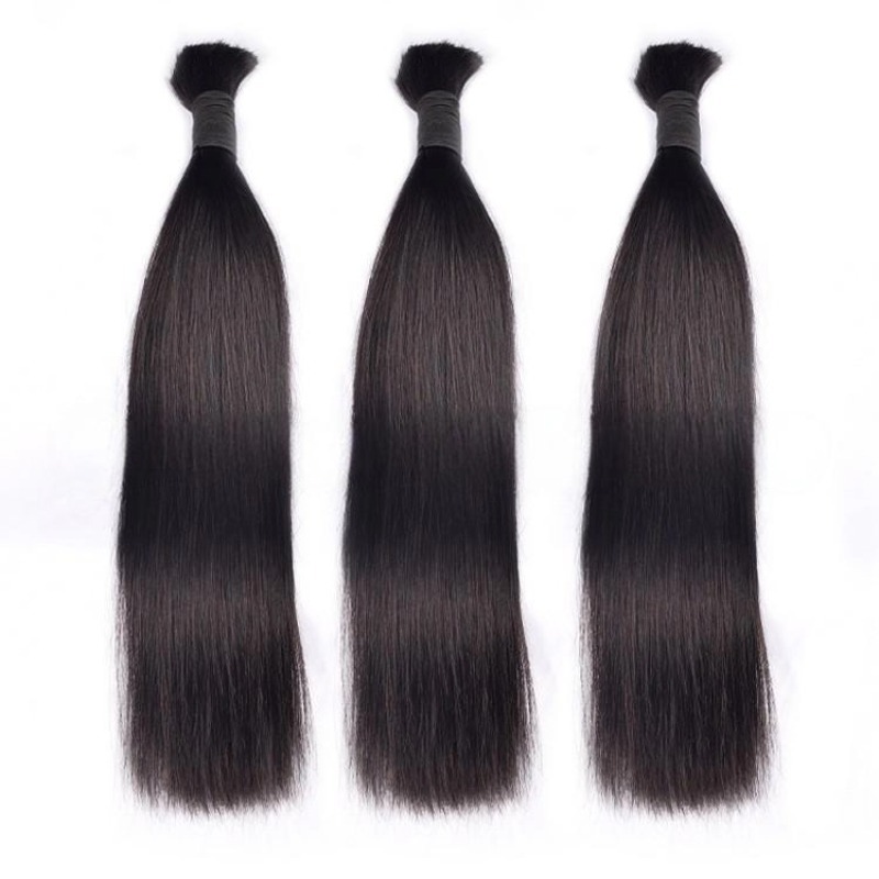 Straight Bulk Human Hair - #1B Black Hair Extensions