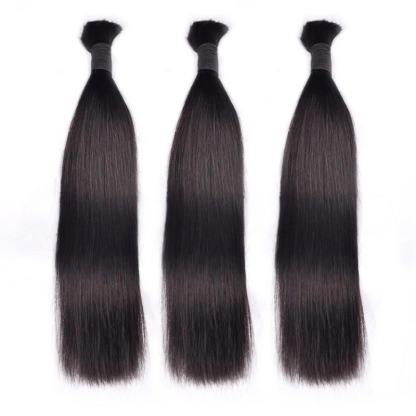 Straight Bulk Human Hair - #1B Black Hair Extensions