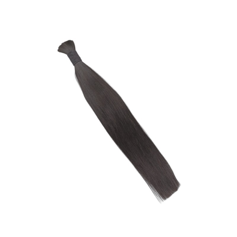 Straight Bulk Human Hair - #1B Black Braiding Hair