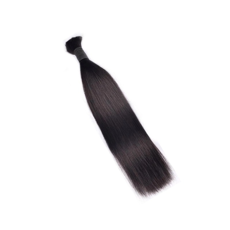 Straight Bulk Human Hair - #1B Black Braiding Hair