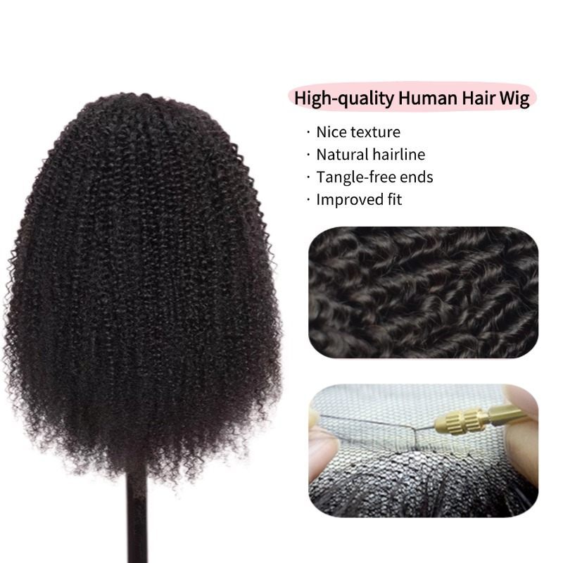 13x4 HD Lace Front Wig - #1B Kinky Curly Human Hair Wig