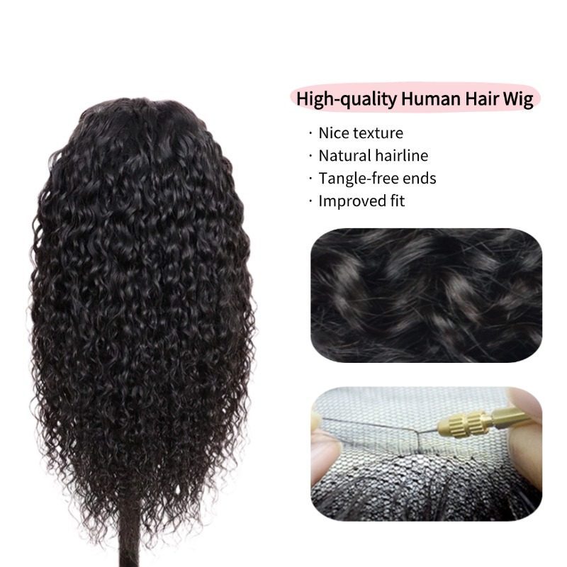 13x4 HD Lace Front Wig - #1B Italian Curly Human Hair Wig