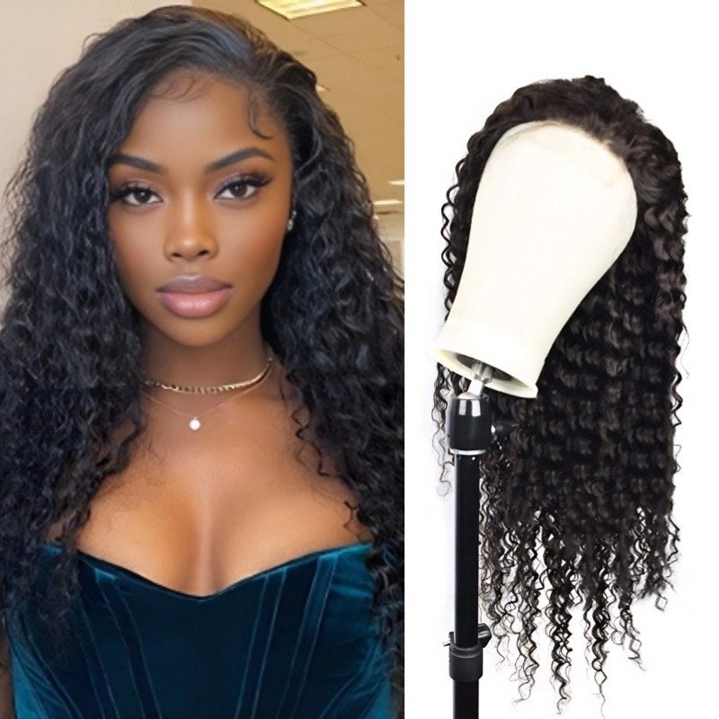 13x4 HD Lace Front Wig - #1B Deep Wave Human Hair Wig