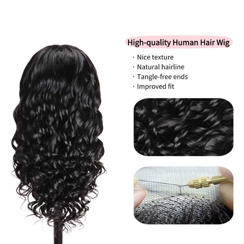 13x4 HD Lace Front Wig - #1B Loose Wave Human Hair Wig