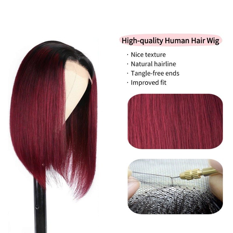 13x4 HD Lace Front Wig - #99J Straight Human Hair Wig