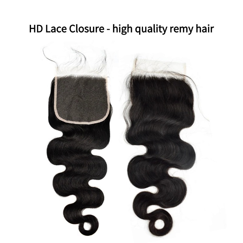 3 Human Hair Bundles With Closure - #1B Body Wave