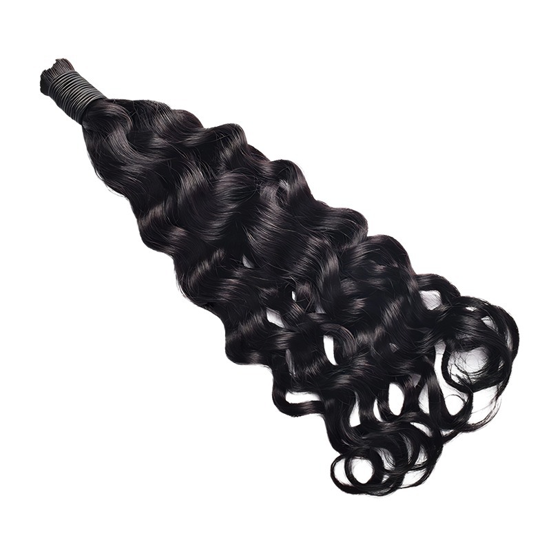 Italian Curly Bulk Human Hair - #1B Black Hair Extensions