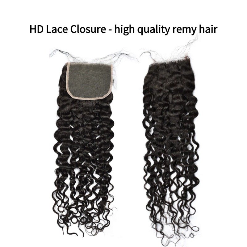 3 Human Hair Bundles With Closure - #1B Italian Curly