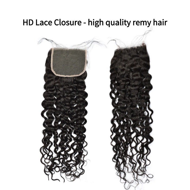3 Human Hair Bundles With Closure - #1B Italian Curly