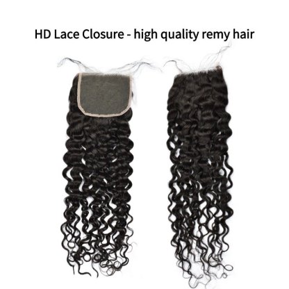 3 Human Hair Bundles With Closure - #1B Italian Curly