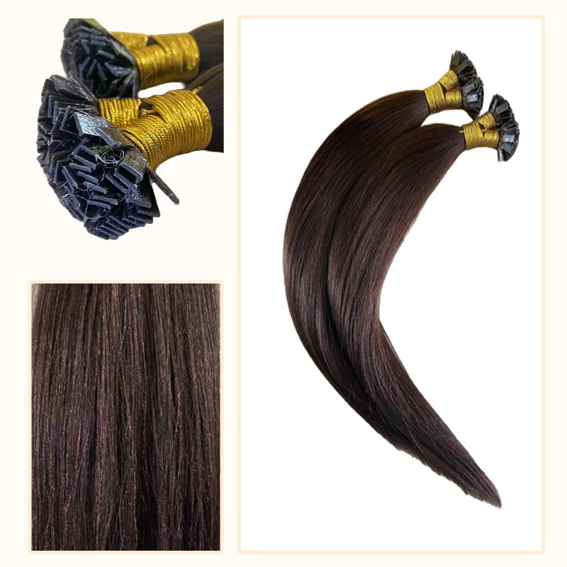 K-Tip Hair Extensions - #2 Yaki Straight Human Hair