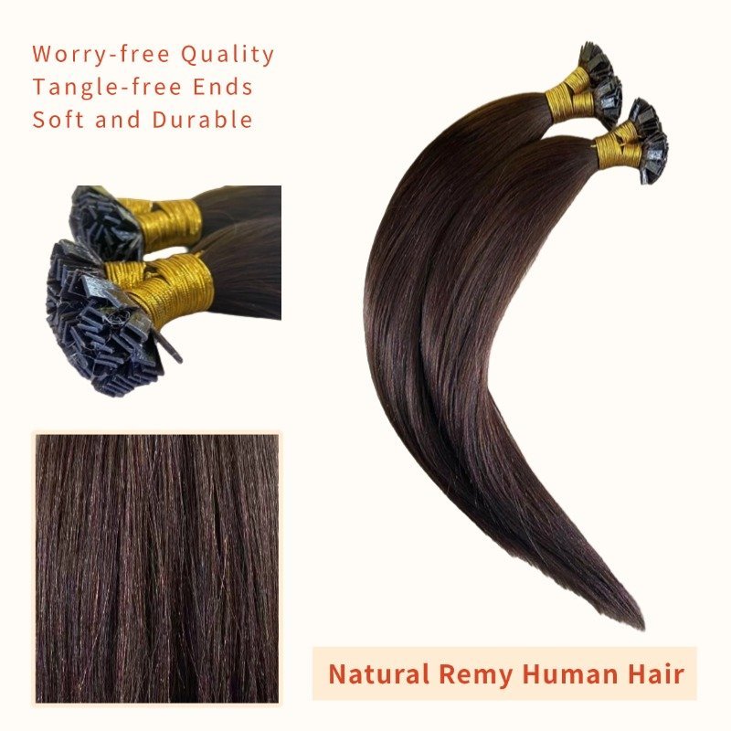 K-Tip Hair Extensions - #2 Yaki Straight Human Hair