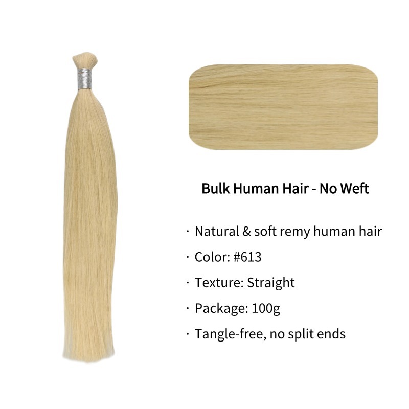 Straight Bulk Human Hair - #613 Hair Extensions