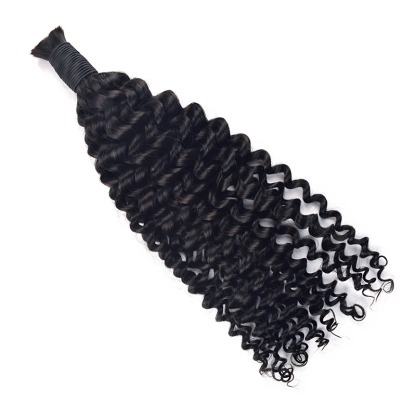 Deep Curly Bulk Human Hair - #1B Black Hair Extensions